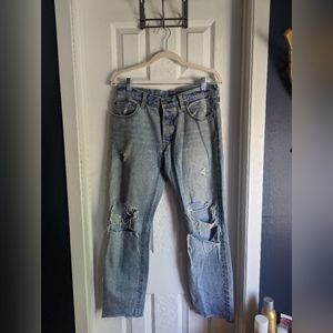 Levi's distressed 501 raw hem